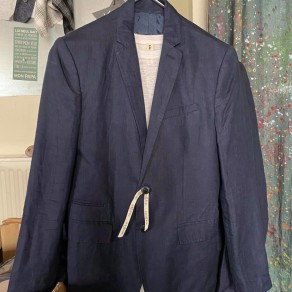 veste costume en lin bleu marine homme