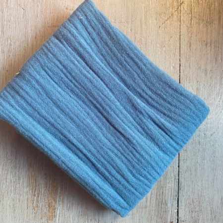 tissu coton double gaze bleu indigo