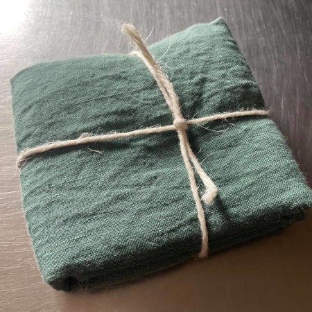 coupon de tissu lin lavé vert jade