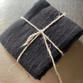 coupon de tissu lin lavé noir