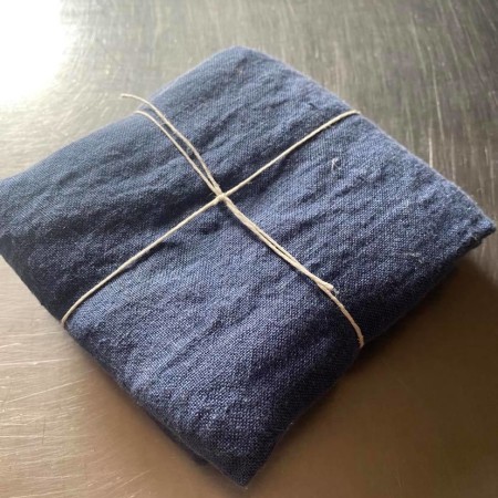 coupon de tissu lin lavé bleu mer